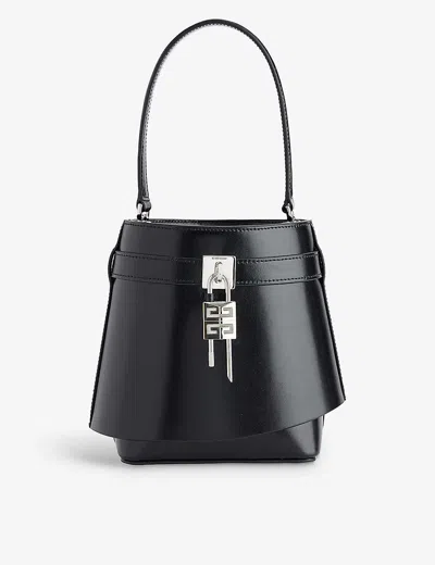 Givenchy Shark Lock Leather Cross-body Bag In Black