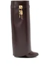 Givenchy Shark Brown Boots With Padlock Detail And Slip-on Style In Leather Woman