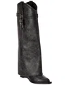 Givenchy Shark Lock Leather Knee-high Boot In Black