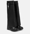 Givenchy Shark Lock Leather Knee-high Boots In Black