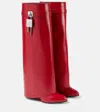Givenchy Shark Lock Buckles Ankle Boots In Leather In Red