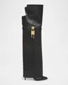 Givenchy Shark Lock Stiletto Over-the-knee Boots In Satin In Black