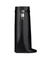Givenchy Shark Lock Leather Wide Fit Boots In Black