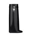 Givenchy Shark Lock Leather Wide Fit Boots In Black