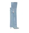 Givenchy Shark Lock Stiletto Over-the-knee Boots In Washed Denim