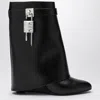 Givenchy Shark Lock Ankleboot Low Heels Ankle Boots In Black Leather In Multi