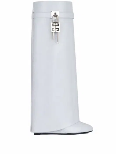 Givenchy Bottes Shark Lock Coupe Ample En Cuir In Grey