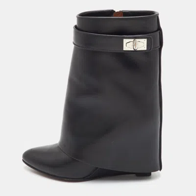Pre-owned Givenchy Shark Lock Size 36 Black Leather Ankle Length Boots