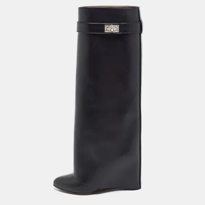 Pre-owned Givenchy Shark Lock Size 36.5 Black Leather Ankle Length Boots