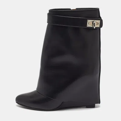 Pre-owned Givenchy Shark Lock Size 37 Black Leather Ankle Length Boots