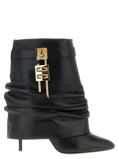 Givenchy Women Black Nappa Leather Shark Lock Stiletto Ankle Boots In Multi