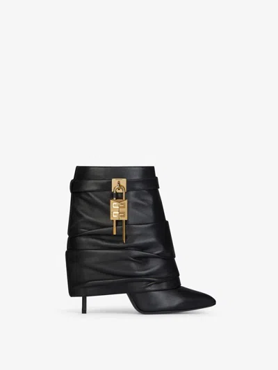 Givenchy Shark Lock Stiletto Ankle Boots In Nappa Leather In Black