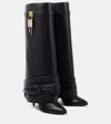 Givenchy Shark Lock Stiletto Leather Knee-high Boots In Black