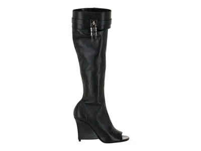 Pre-owned Givenchy Shark Lock Stiletto Open Toe Boots (women's) Sneakers In Black