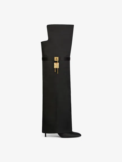 Givenchy Women's Shark Lock Stiletto Over-the-knee Boots In Leather In Black