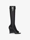 GIVENCHY SHARK LOCK STILETTO SANDAL BOOTS IN LEATHER
