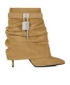 Givenchy Shark Lock Suede Stiletto Ankle Boots In Hazelnut Color