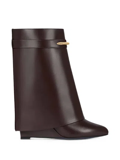 Givenchy Ankle Boots Almond Toe Wedge Heel 95mm In Brown