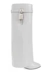 Givenchy Shark Lock Leather Knee-high Boots In Grey