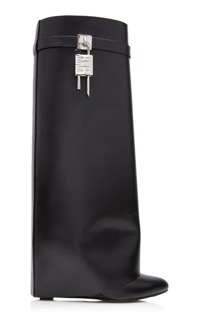 Givenchy Shark Lock Wide-fit Leather Pant Boots In Black