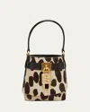 Givenchy Womens  Micro Shark Lock Leopard-print Pony-effect Leather Bucket Bag In Black/beige