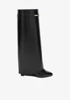 Givenchy Women Black Sandals With Logo Plaque On The Front And High Wedge Heel In Leather Woman In Black