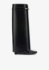 Givenchy Women Black Sandals With Logo Plaque On The Front And High Wedge Heel In Leather Woman In Black
