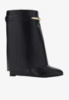 Givenchy Women Black Ankle Boots With Wedge Heels And Logo Plaque On The Side In Leather Woman In Black