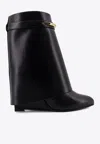 Givenchy Women Black Ankle Boots With Wedge Heels And Logo Plaque On The Side In Leather Woman In Black