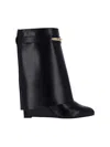 Givenchy Women Black Ankle Boots With Wedge Heels And Logo Plaque On The Side In Leather Woman In Black