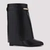 Givenchy Women Black Ankle Boots With Wedge Heels And Logo Plaque On The Side In Leather Woman In Black