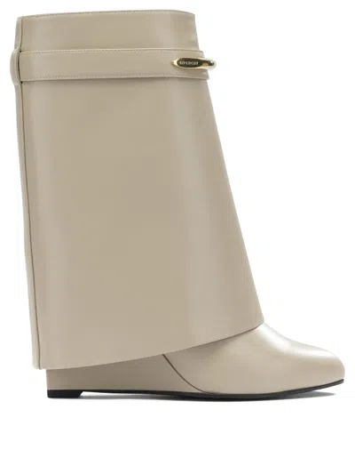 Givenchy Shark Pinch Beige Calf Leather Boots In Neutral