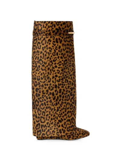 Givenchy Shark Pinch Boots In Leopard Pony-effect Leather In Brown