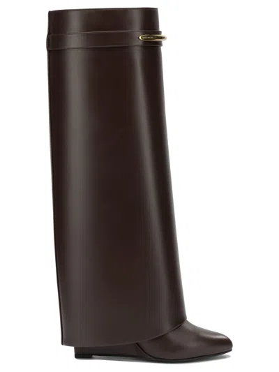 Givenchy Shark Pinch Calfskin Knee-high Boots In Brown