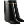 Givenchy Women Black Ankle Boots With Wedge Heels And Logo Plaque On The Side In Leather Woman In Black