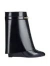 Givenchy Women Black Ankle Boots With Wedge Heels And Logo Plaque On The Side In Leather Woman In Black