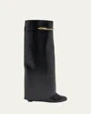 Givenchy Women Black Sandals With Logo Plaque On The Front And High Wedge Heel In Leather Woman In Black