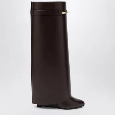 Givenchy Shark Pinch Leather Boots In Ebony Brown