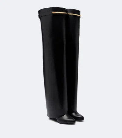 Givenchy Shark Pinch Leather Over-the-knee Boots In Black