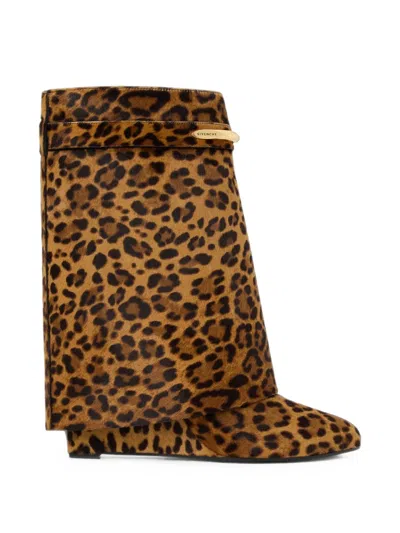 Givenchy Shark Animal-print Calf Hair Ankle Boots In Multi
