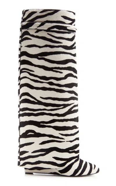 Givenchy Shark Pinch Zebra Pony Hair Knee Boots In Animal
