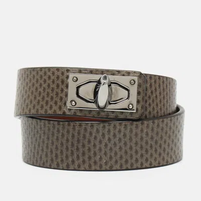 Pre-owned Givenchy Shark Tooth Gunmetal Tone And Karung Leather Wrap Bracelet In Green