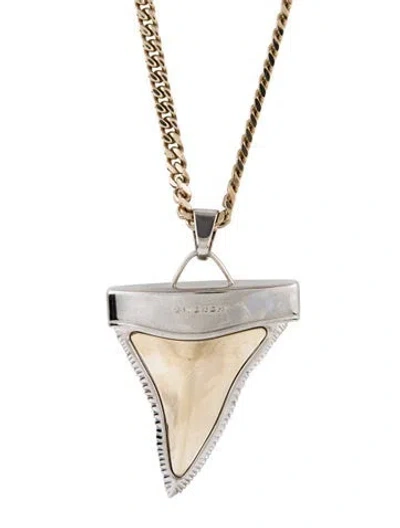 Pre-owned Givenchy Shark Tooth Pendant Necklace, 34" In Multi