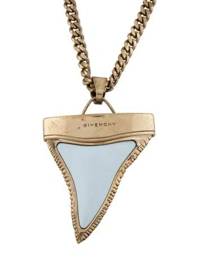 Pre-owned Givenchy Shark Tooth Pendant Necklace, 34" In White