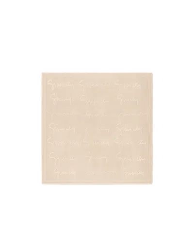 Givenchy Shawl In Silk And Wool With  Signature In Light Brown