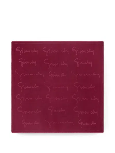 Givenchy Shawl In Silk And Wool With  Signature In Red