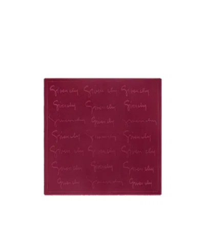 Givenchy Shawl In Silk And Wool With  Signature In Red Cherry