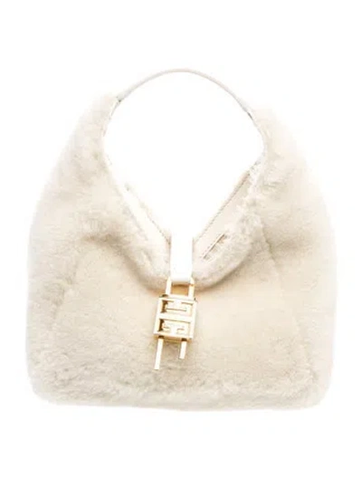 Pre-owned Givenchy Shearling G-hobo Mini In White