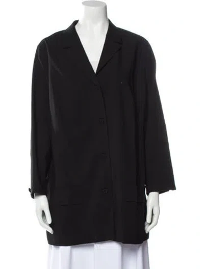 Pre-owned Givenchy Shearling Peacoat In Black