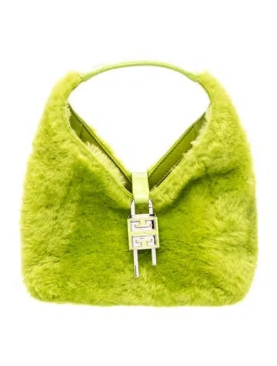 Pre-owned Givenchy Shearling Top Handle Bag In Green